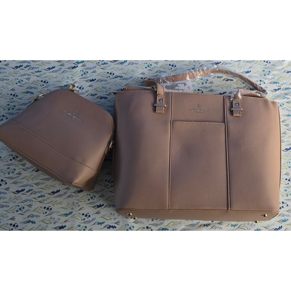 London Fog Allison 3PC Tote Crossbody Wallet Set Taupe HBL133-TAU New